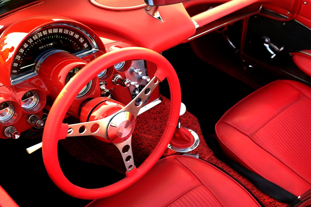 red car interior detailing